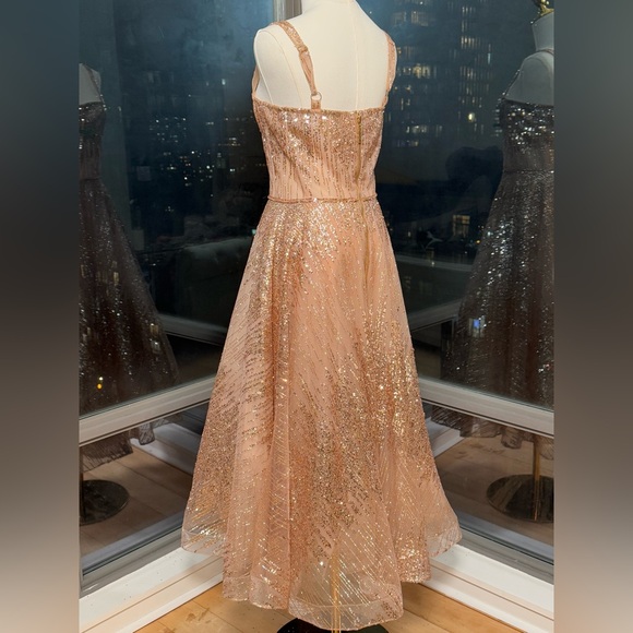 🆕 BRONX & BANCO 🧿 NWOT Mademoiselle Gold Sequin Midi Dress , Size M US 6 - Picture 14 of 17